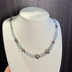 Sterling Silver Cabochon Aquamarine Necklace
